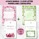 I’m Not Saying I’m Obsessed With You & An Evergreen Sort of Love – Romantic Love Letter Paper 4 pack Bundle (Unlined)