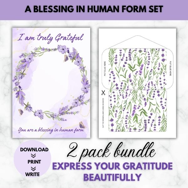 A Blessing in Human Form Gratitude Prompt Paper Set