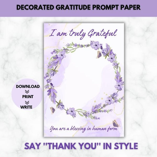A Blessing in Human Form Gratitude Prompt Paper Set
