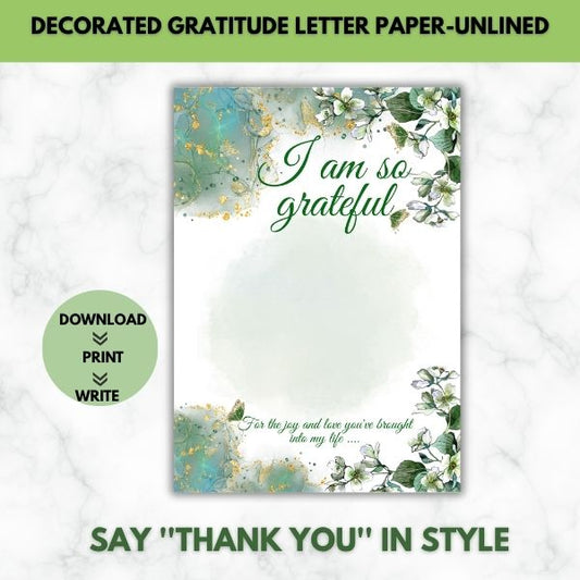 For The Joy & Love You Brought- Gratitude Prompt Paper Set (Unlined)