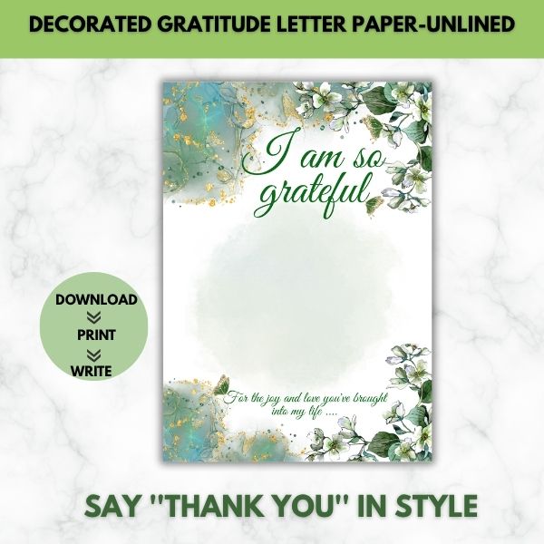For The Joy & Love You Brought- Gratitude Prompt Paper Set (Unlined)