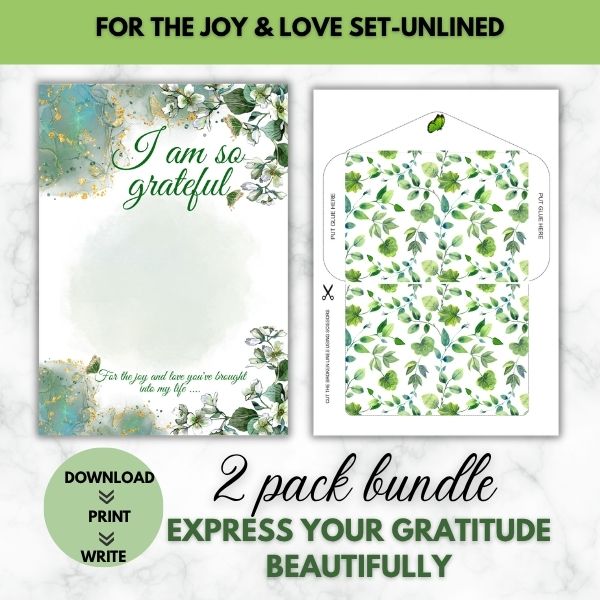 For The Joy & Love You Brought- Gratitude Prompt Paper Set (Unlined)