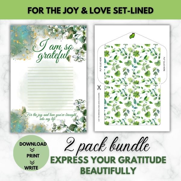 For The Joy & Love You Brought- Gratitude Prompt Letter Paper Set (Lined)
