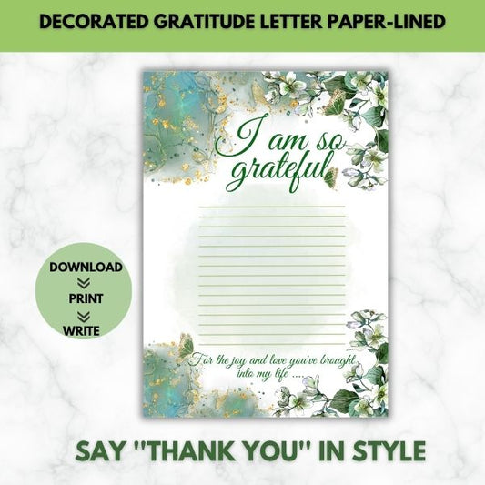 For The Joy & Love You Brought- Gratitude Prompt Letter Paper Set (Lined)