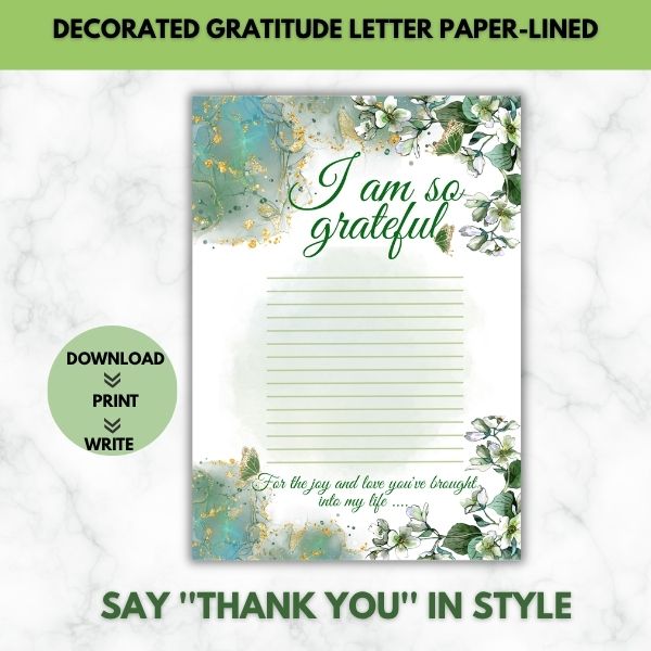 For The Joy & Love You Brought- Gratitude Prompt Letter Paper Set (Lined)