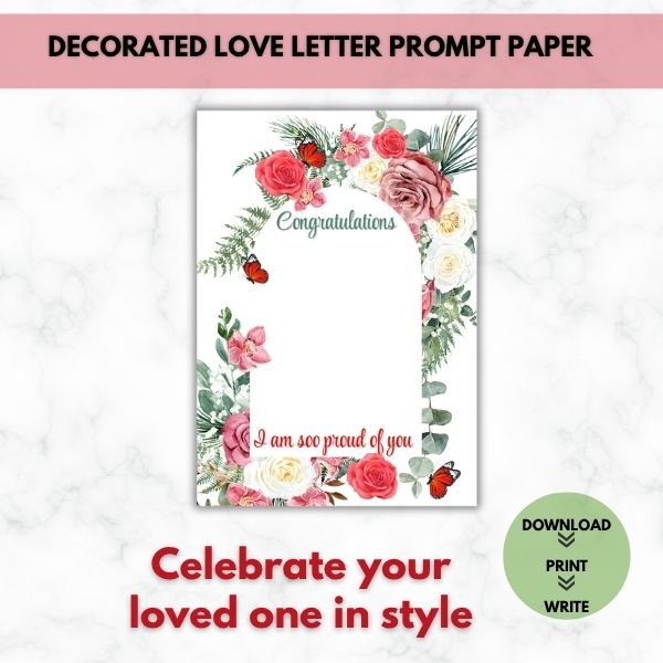 I Am So Proud of You Celebratory Prompt Paper