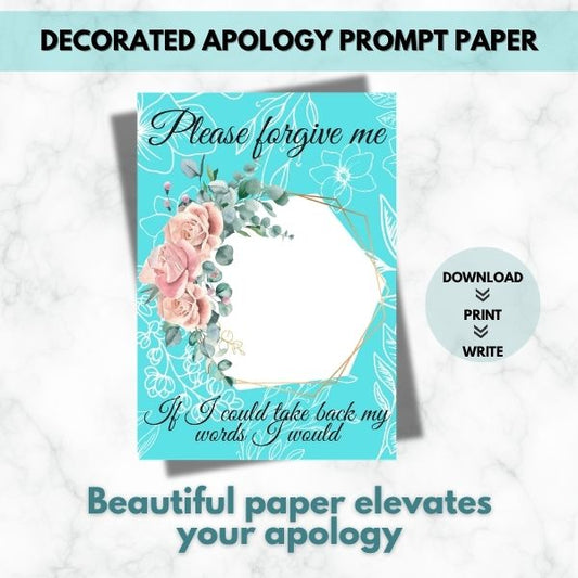 If I could I would Apology Prompt Paper– Printable Guided Apology Paper
