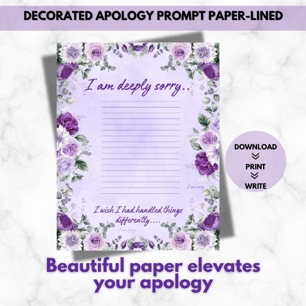 I Am Deeply Sorry - Apology Prompt Paper (Lined)