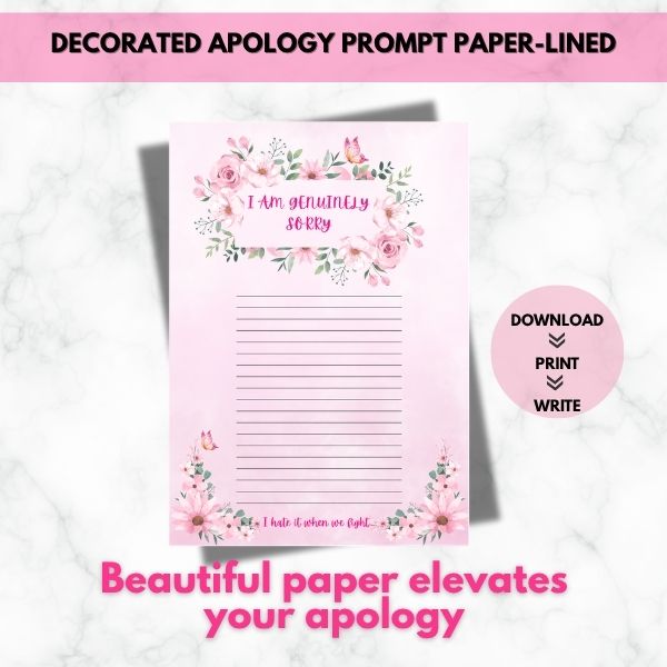 I Am Genuinely Sorry - Apology Prompt Paper (Lined)