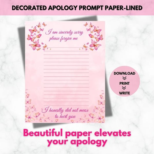 I Didn’t Mean to Hurt You – Printable Apology Prompt Paper (Lined)