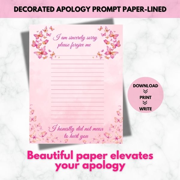 I Didn’t Mean to Hurt You – Printable Apology Prompt Paper (Lined)