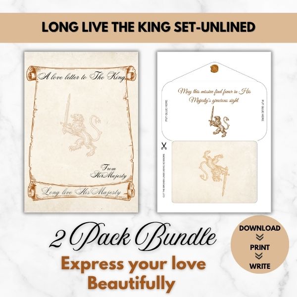 Long live The King – Royal Romance Love Letter Paper & Envelope Set (Unlined)