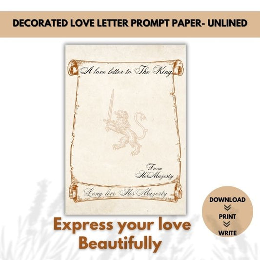 Long live The King – Royal Romance Love Letter Paper & Envelope Set (Unlined)