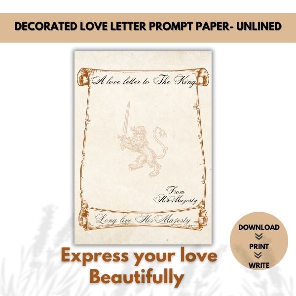 Long live The King – Royal Romance Love Letter Paper & Envelope Set (Unlined)