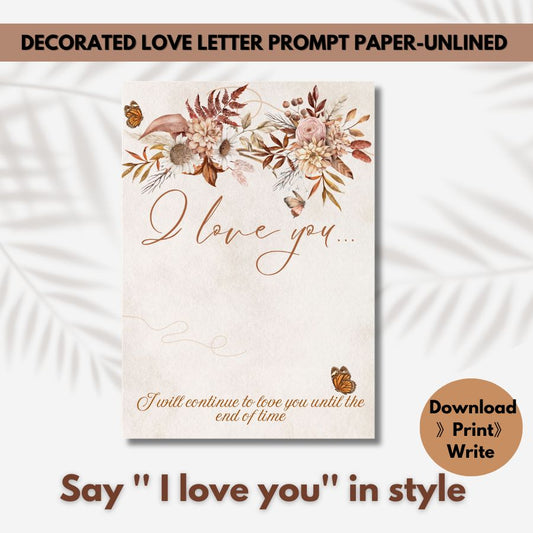 Until the End of Time – Love Letter Prompt Paper & Envelope Set (Unlined)
