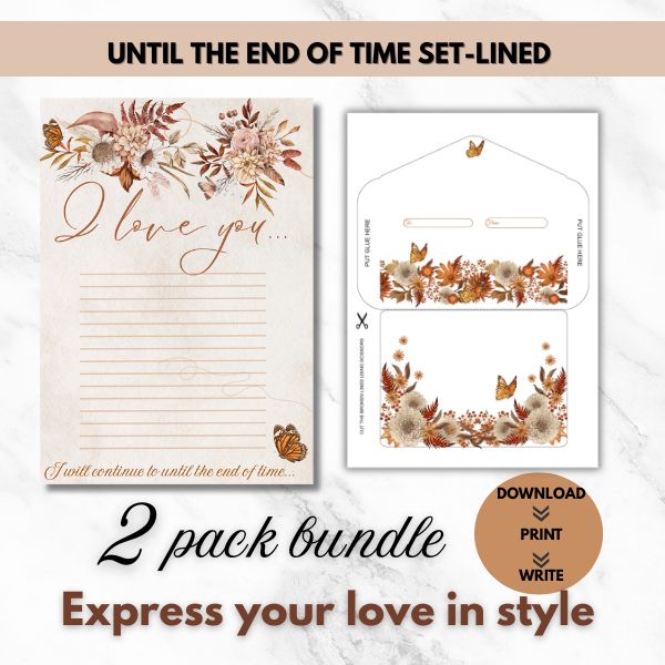 Until the End of Time – Love Letter Prompt Paper & Envelope Set (Lined)