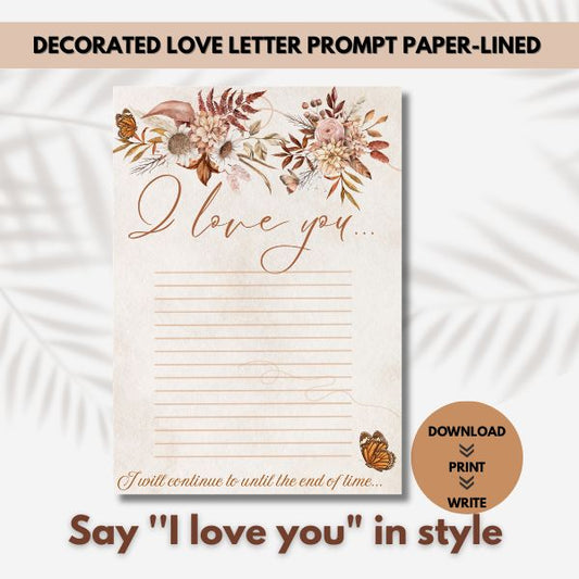 Until the End of Time – Love Letter Prompt Paper & Envelope Set (Lined)
