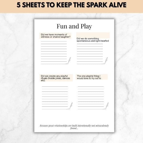 Couples Weekly Check-in Ledger – Printable Relationship Check-In Worksheet (5 Page Guided Relationship Audit)