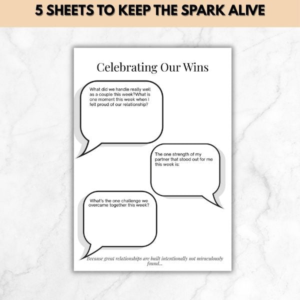 Couples Weekly Check-in Ledger – Printable Relationship Check-In Worksheet (5 Page Guided Relationship Audit)
