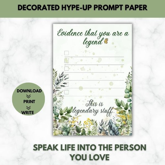 You Are a Legendary Human Being Hype-Up Prompt Paper Set