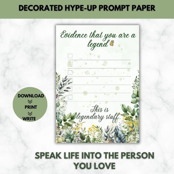 You Are a Legendary Human Being Hype-Up Prompt Paper Set