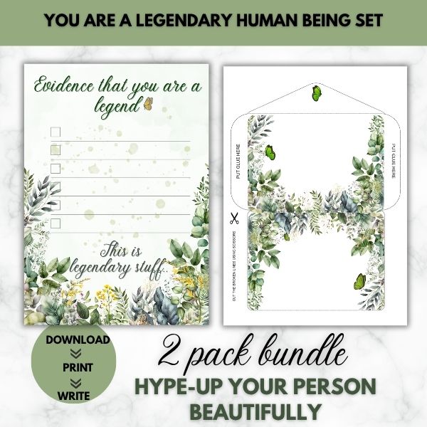 You Are a Legendary Human Being Hype-Up Prompt Paper Set