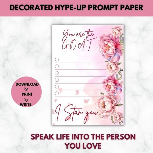 You Are the G.O.A.T. Hype-Up Prompt Paper Set