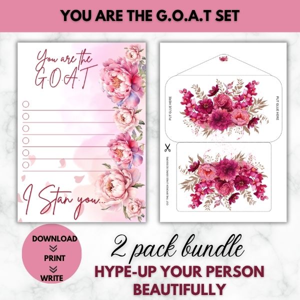 You Are the G.O.A.T. Hype-Up Prompt Paper Set