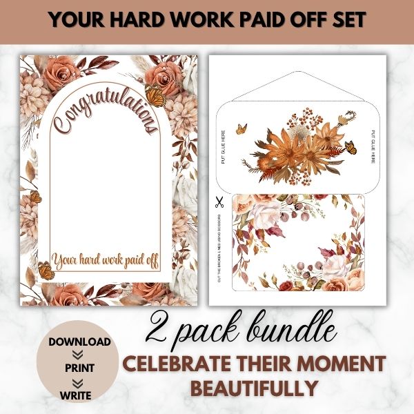Your Hard Work Paid Off- Celebratory/ Congratulatory Prompt Paper Set